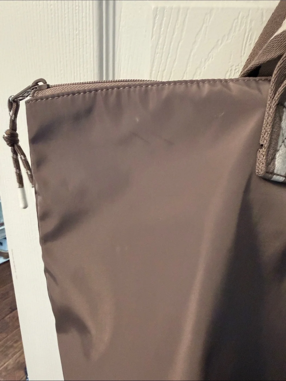 PINK Victoria's Secret Brown Quilted Nylon Tote with Pouch